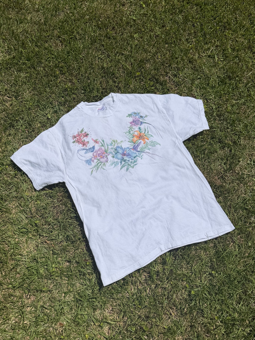 Hanes White Crewneck (Flower) Tee